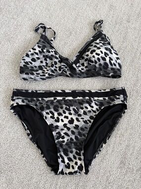 Dkny Black & White Leopard Print Women's Bikini Set